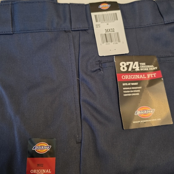 NWT Dickies 874 Original Fit Men's Work Pants 36x32 Dark Navy Blue - Picture 3 of 3